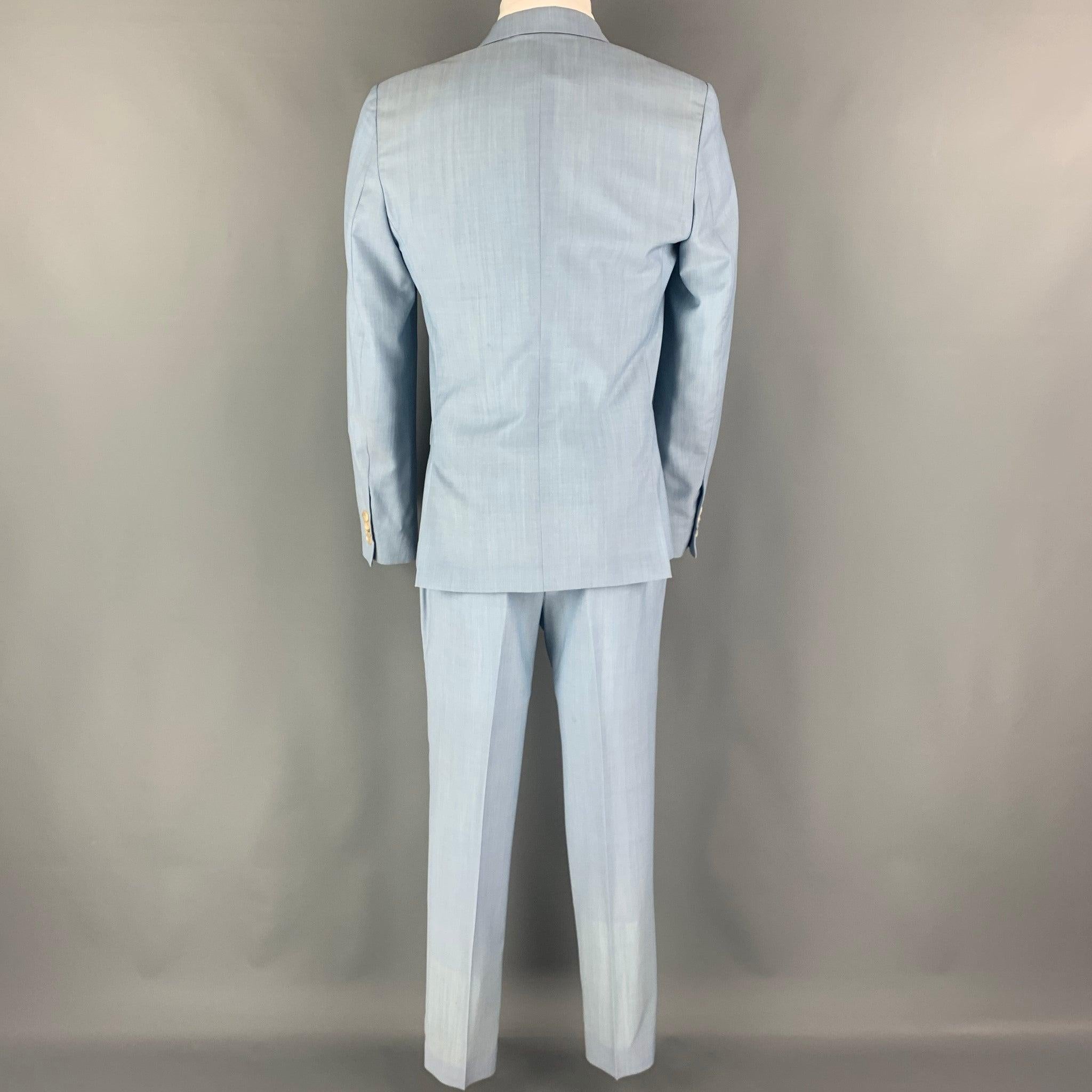 MARC JACOBS Size 38 Blue Light Blue Wool Notch Lapel Suit In Excellent Condition For Sale In San Francisco, CA