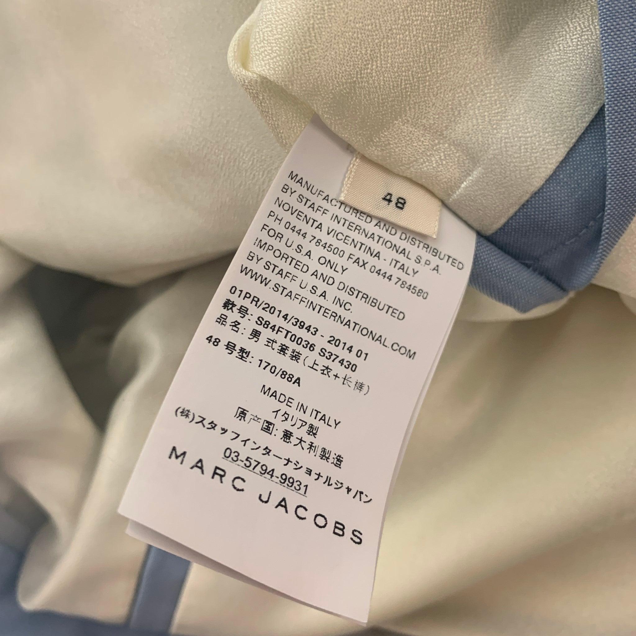 MARC JACOBS Size 38 Blue Light Blue Wool Notch Lapel Suit For Sale 2