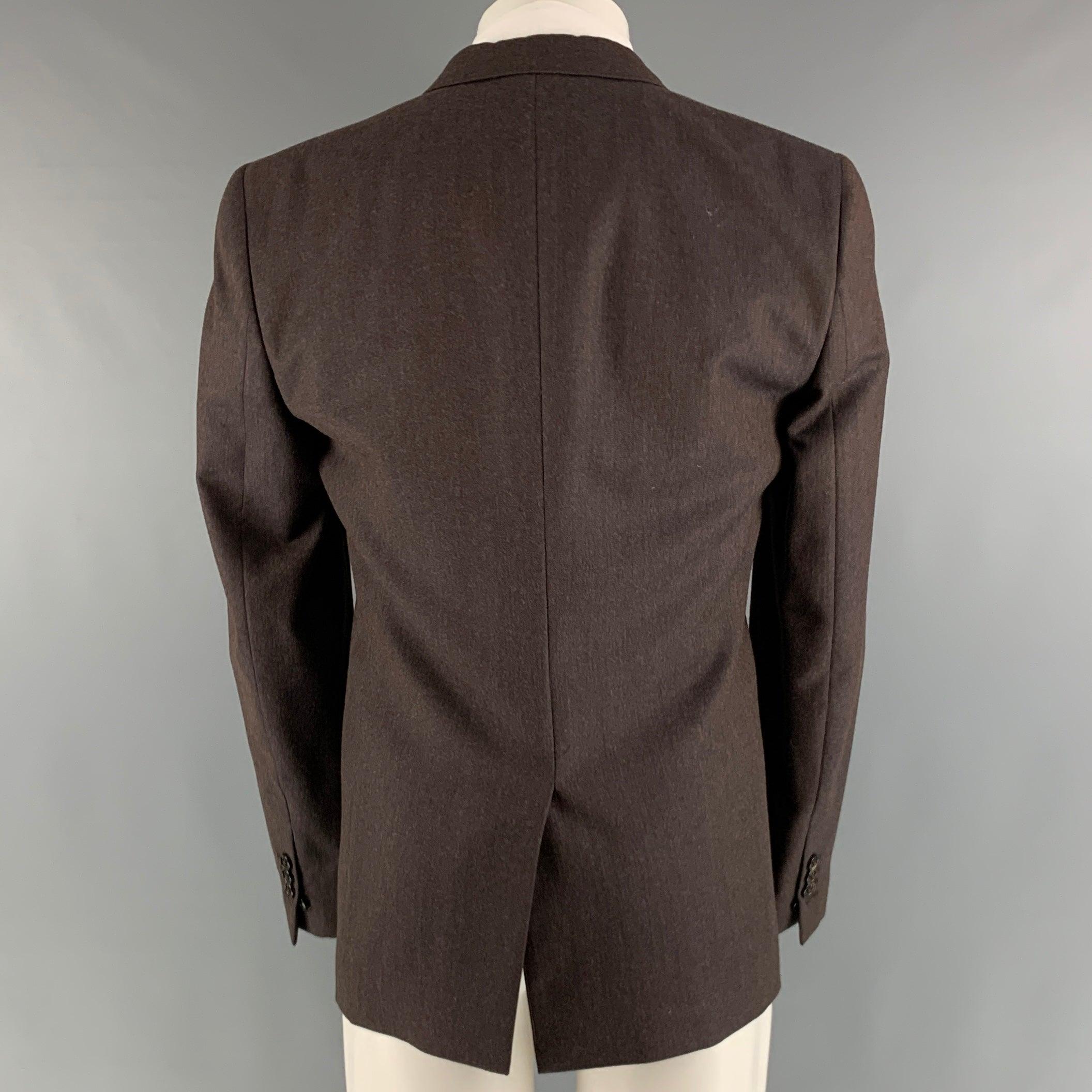 Black MARC JACOBS Size 38 Brown Solid Wool Notch Lapel Sport Coat