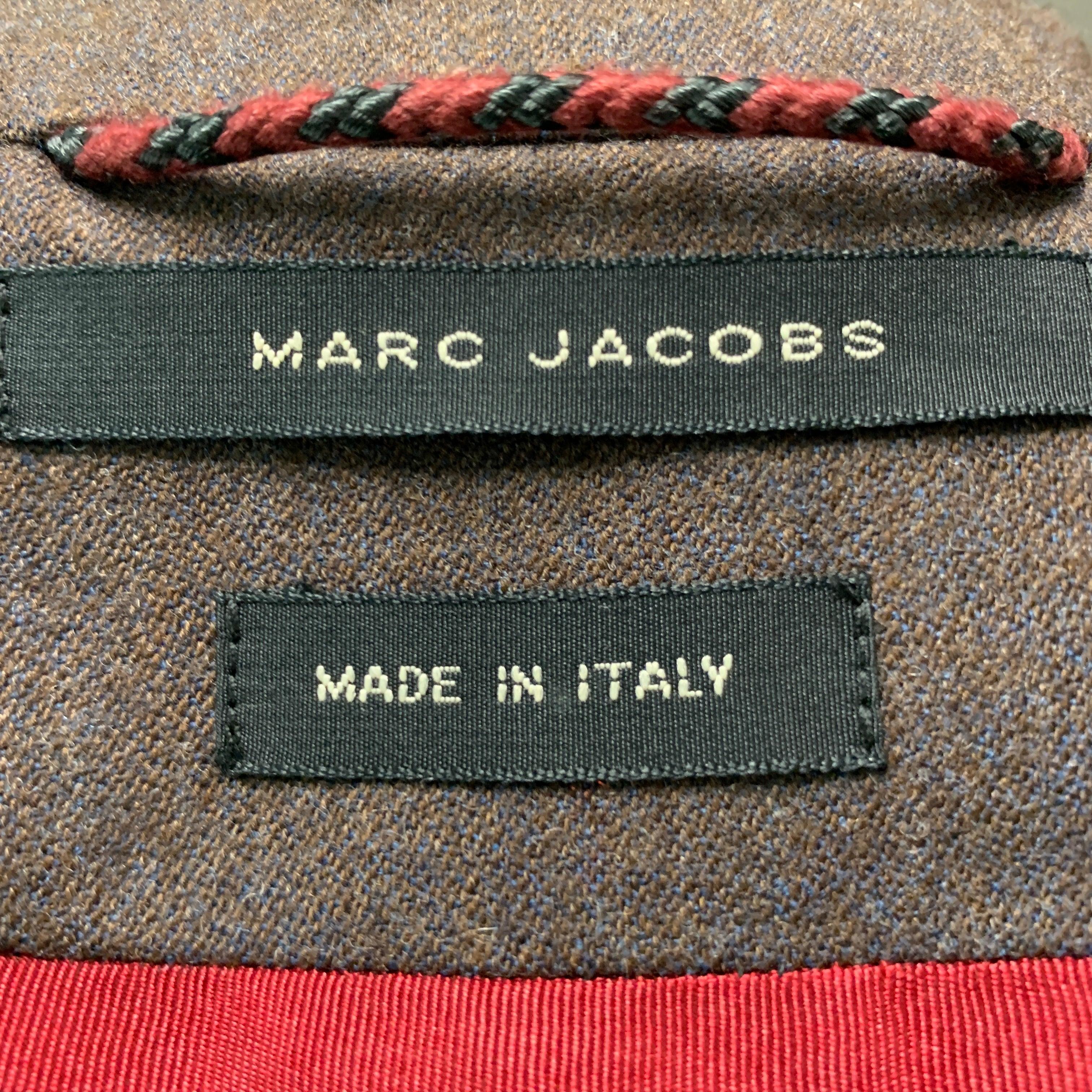 MARC JACOBS Size 38 Brown Solid Wool Notch Lapel Sport Coat For Sale 1