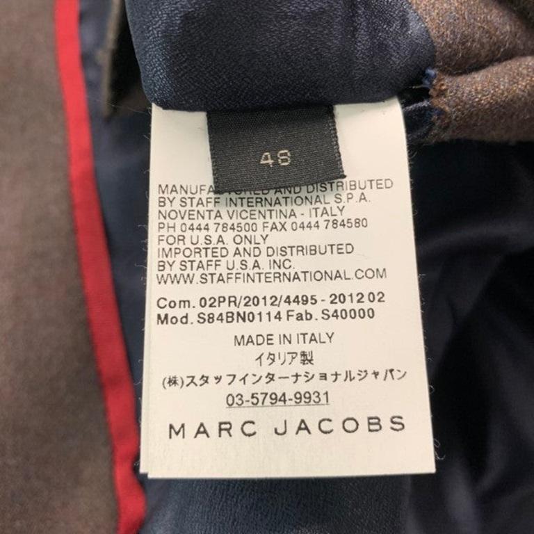 MARC JACOBS Size 38 Brown Solid Wool Notch Lapel Sport Coat For Sale 2