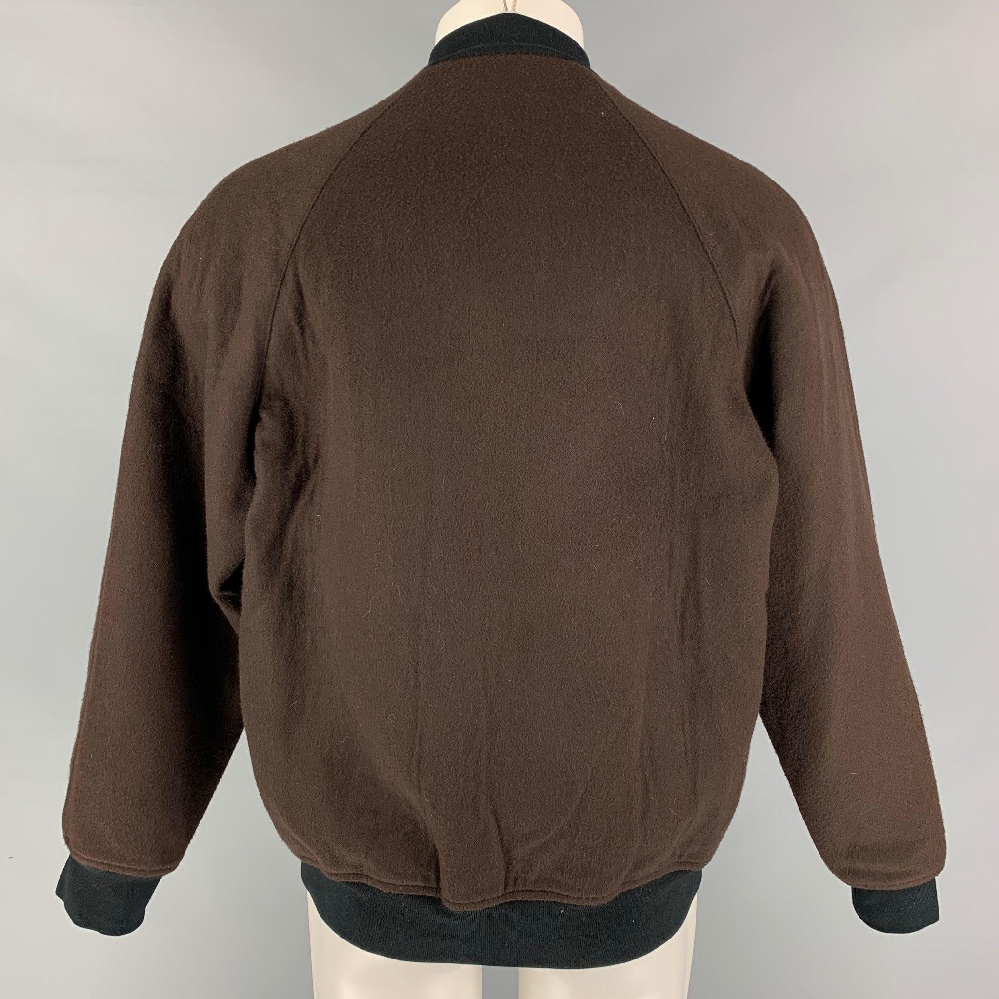 MARC JACOBS Größe 38 Brown Wool Blend Bomber Jacket (Schwarz) im Angebot