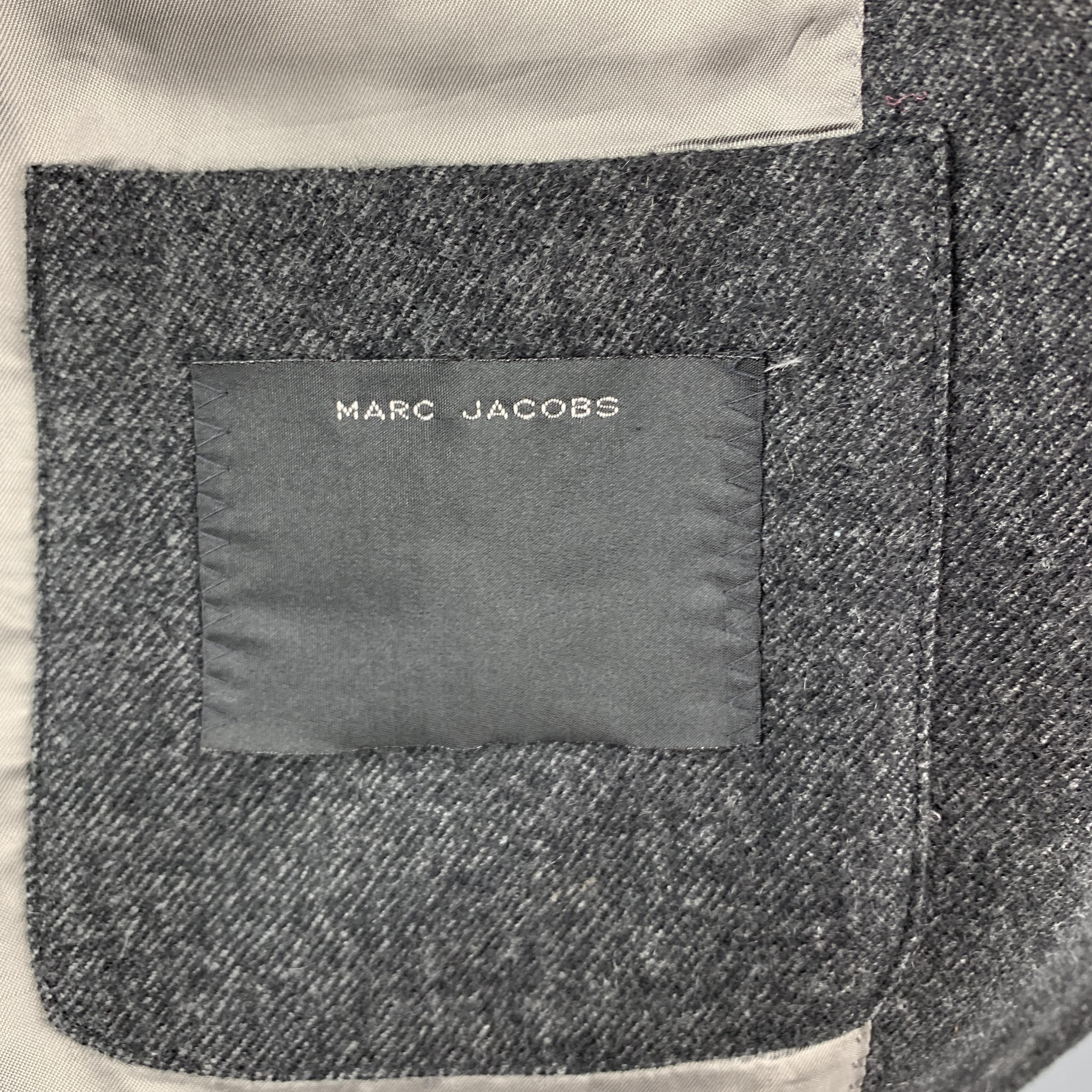 Men's MARC JACOBS Size 38 Charcoal Textured Cashmere Notch Lapel Wide Leg Suit