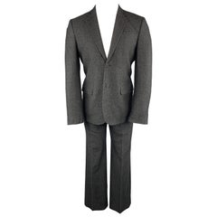 MARC JACOBS Size 38 Charcoal Textured Cashmere Notch Lapel Wide Leg Suit
