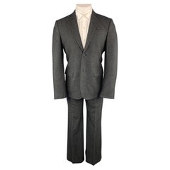 MARC JACOBS Size 38 Charcoal Textured Cashmere Notch Lapel Wide Leg Suit