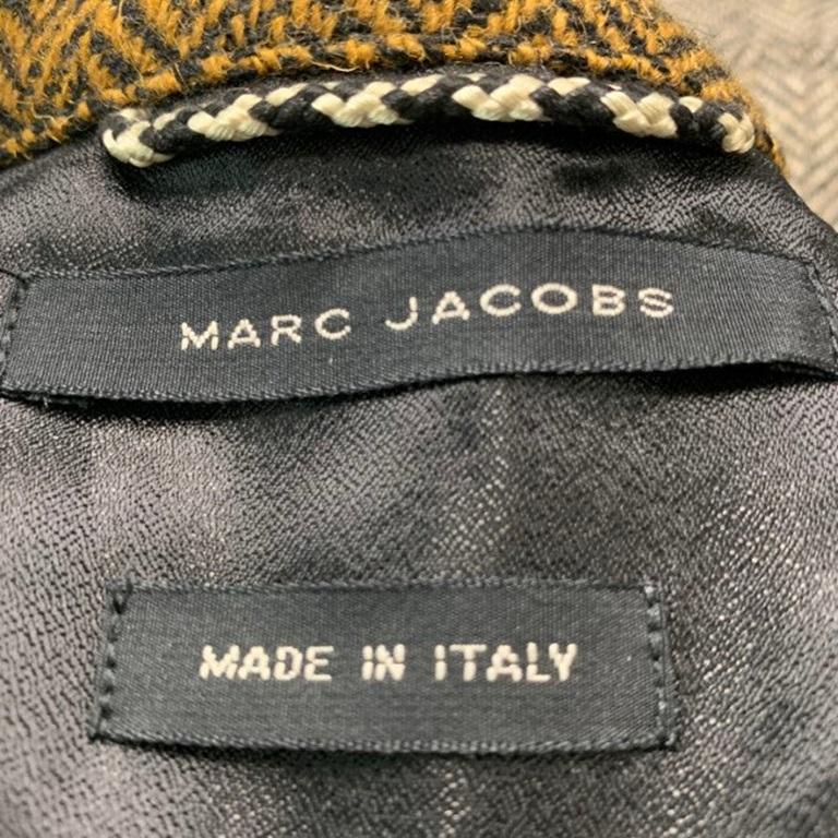 Men's MARC JACOBS Size 38 Grey Black Herringbone Wool Notch Lapel Sport Coat