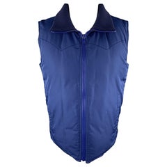 MARC JACOBS Größe 38 Marineblau Gepolstert Hochgerippter Kragen Zip Up Weste