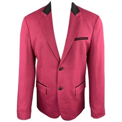 MARC JACOBS Size 38 Pink Heather Stretch Wool Contrast Collar Sport Coat