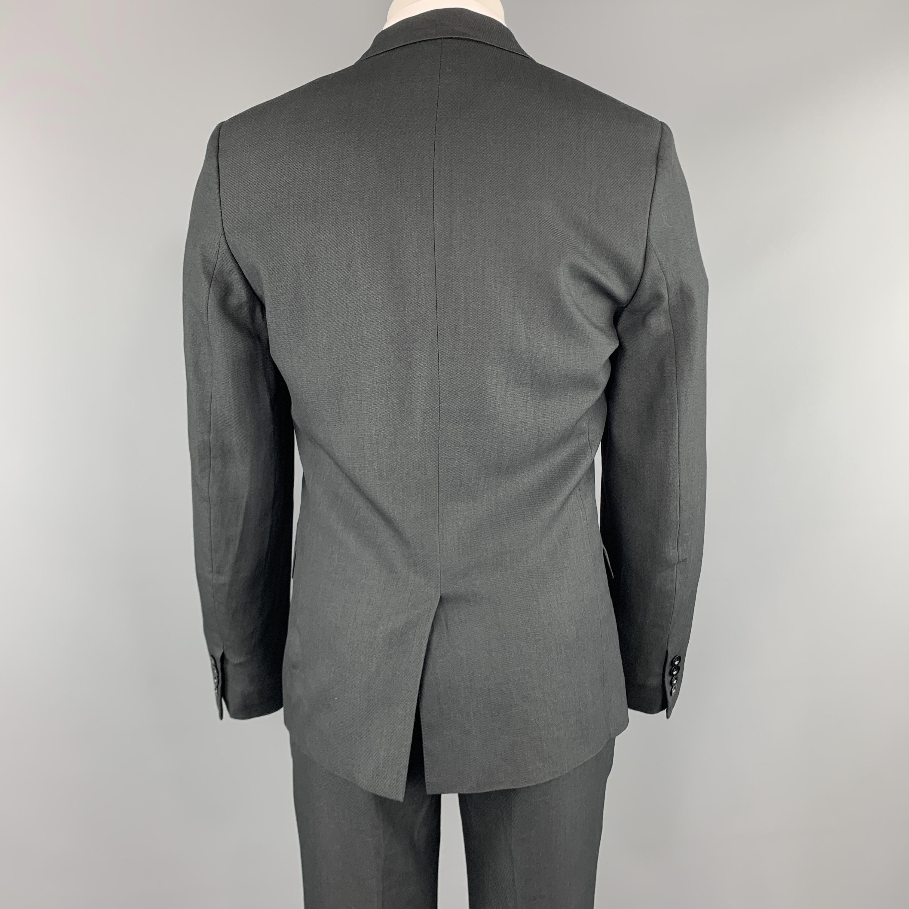 Men's MARC JACOBS Size 38 Solid Black Wool Blend Woven Notch Lapel Suit
