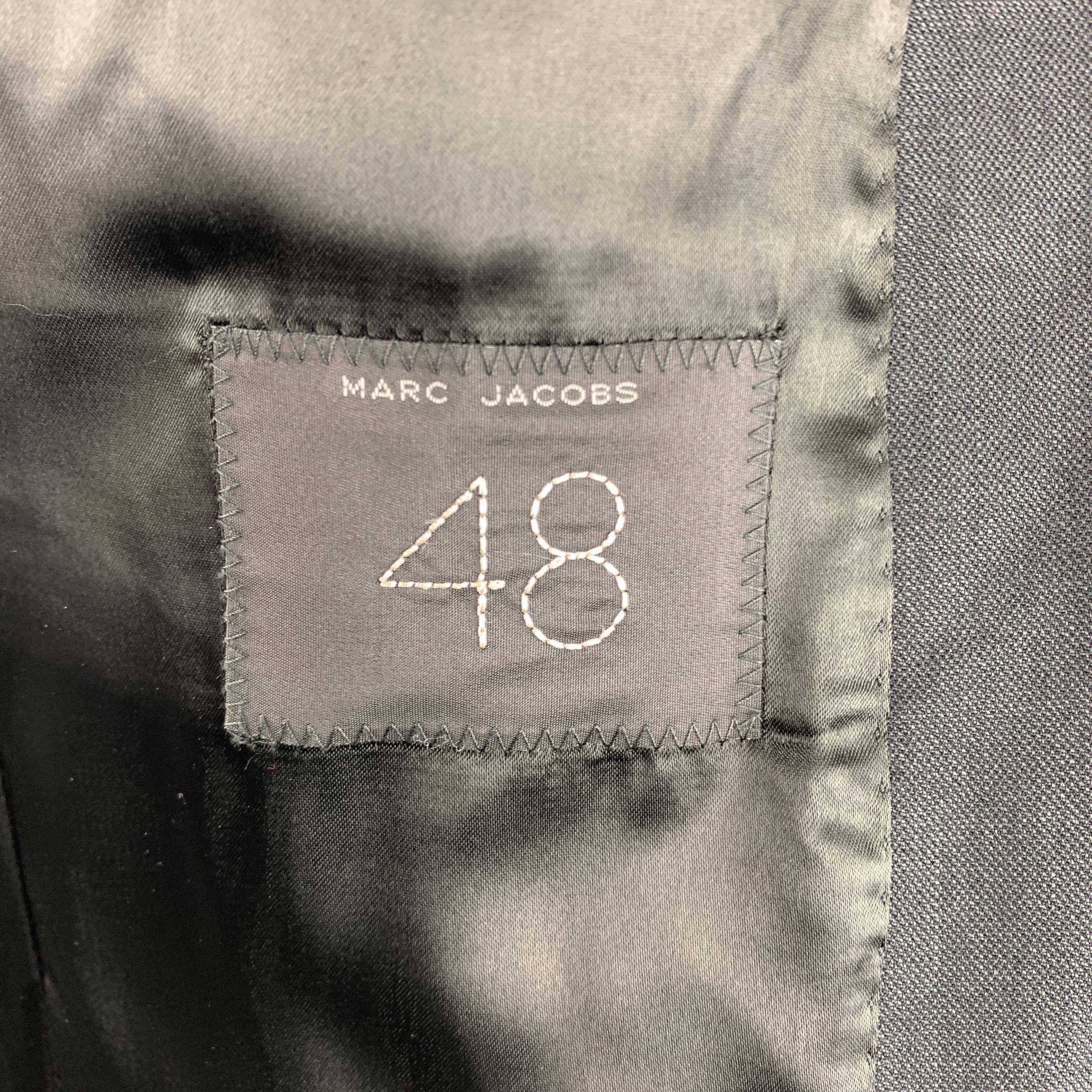 MARC JACOBS Size 38 Solid Black Wool Blend Woven Notch Lapel Suit 2