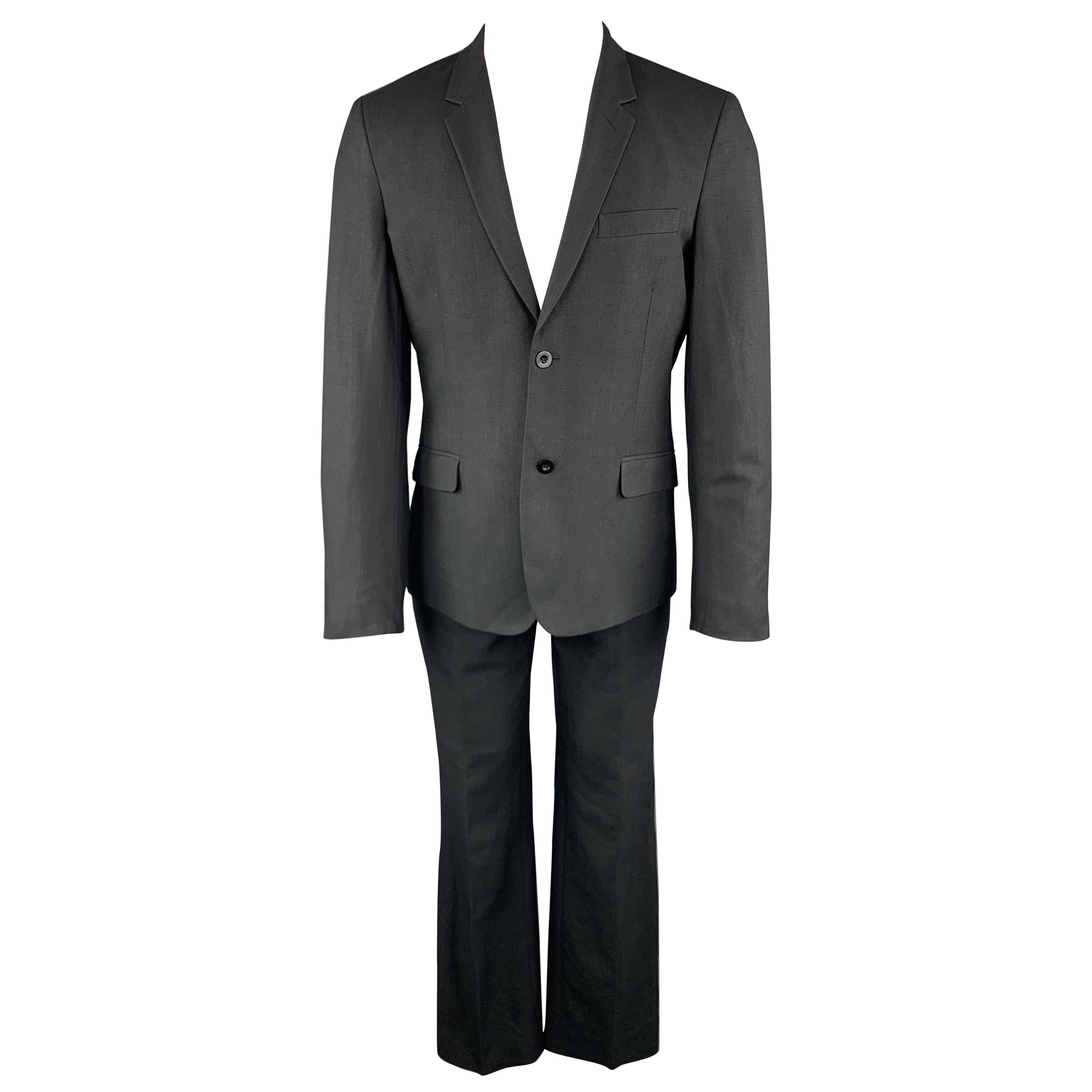 MARC JACOBS Size 38 Solid Black Wool Blend Woven Notch Lapel Suit