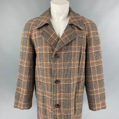 MARC JACOBS Size 38 Tan Plaid Wool Buttoned Coat