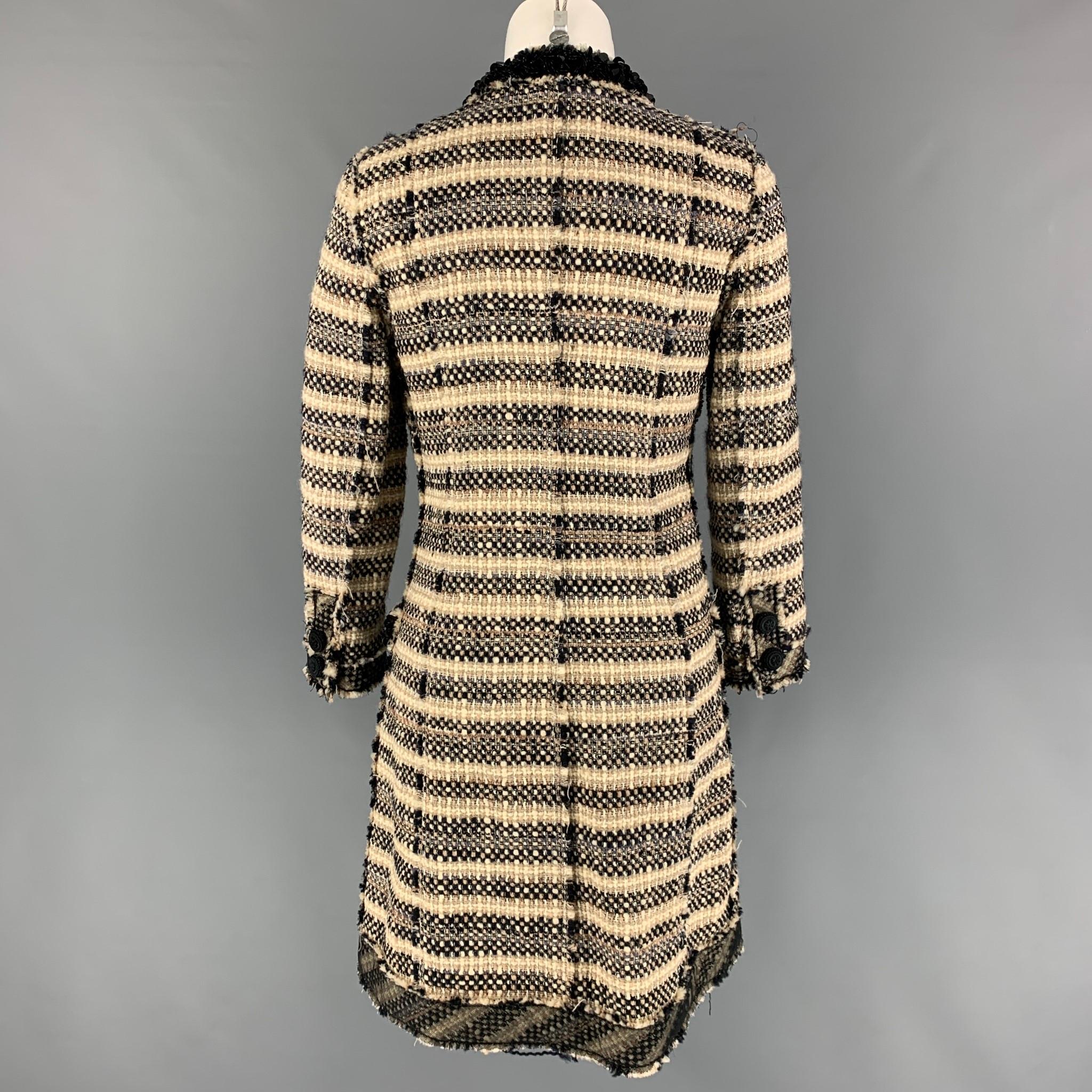 wool collarless coat