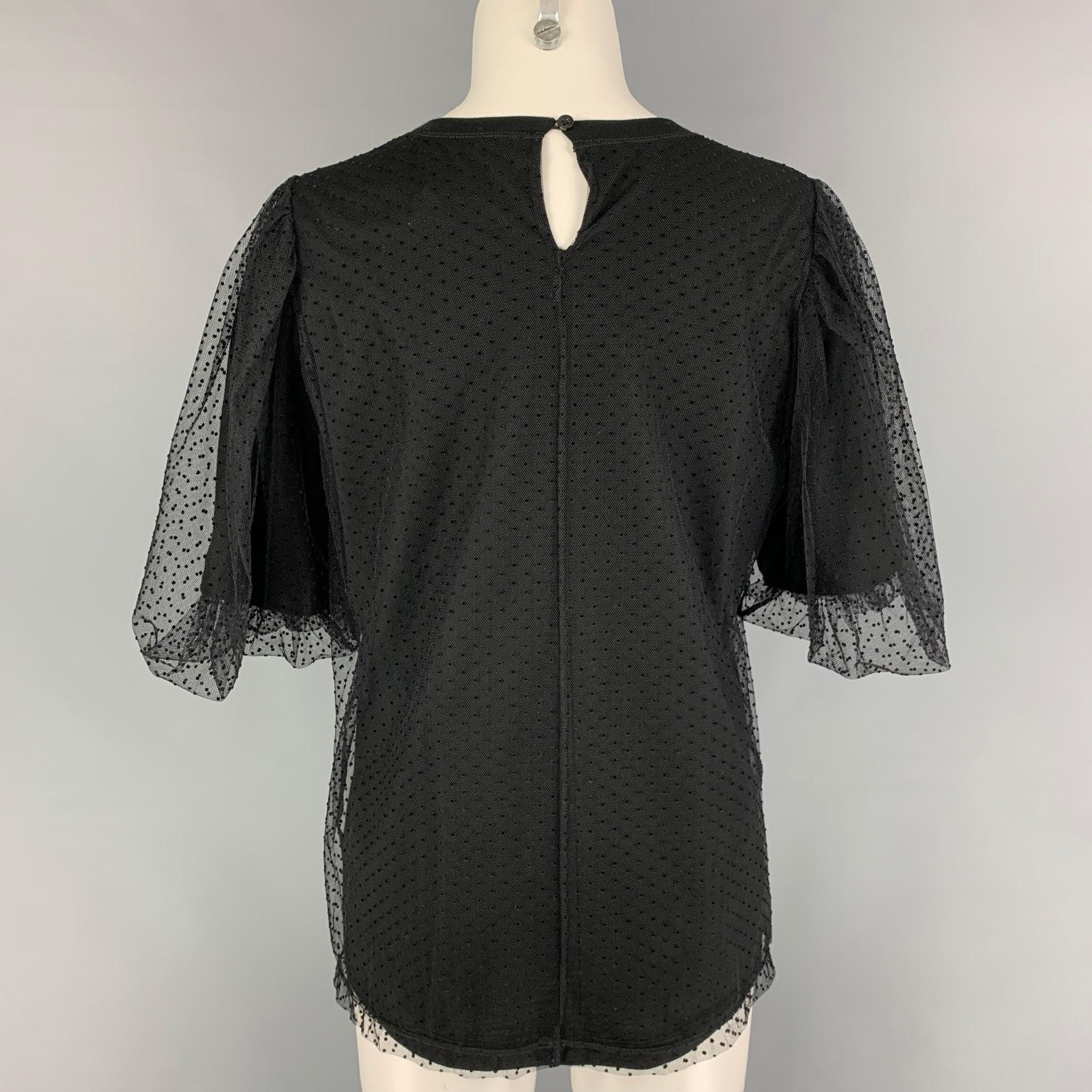 MARC JACOBS Size 4 Black Cotton Dots Layered Dress Top In Good Condition For Sale In San Francisco, CA
