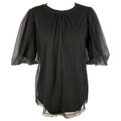 MARC JACOBS Taglia 4 Vestito a strati in cotone nero Dot Dot Dot Top