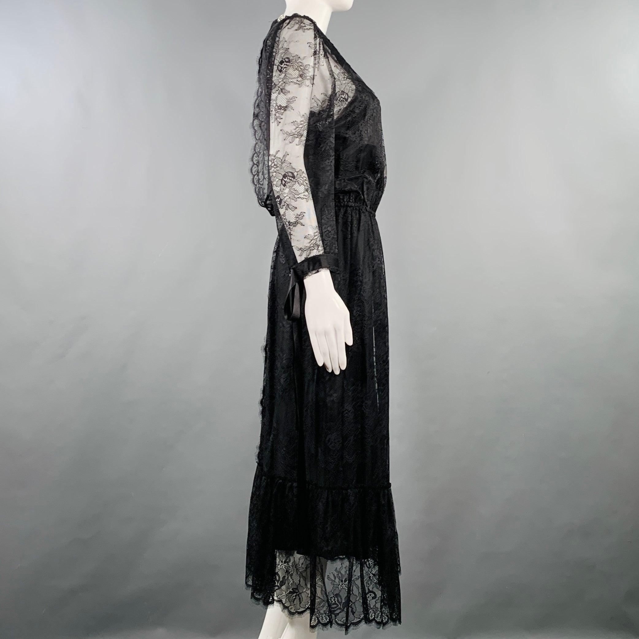 MARC JACOBS Talla 4 Vestido negro de encaje de nailon en forma de A Negro