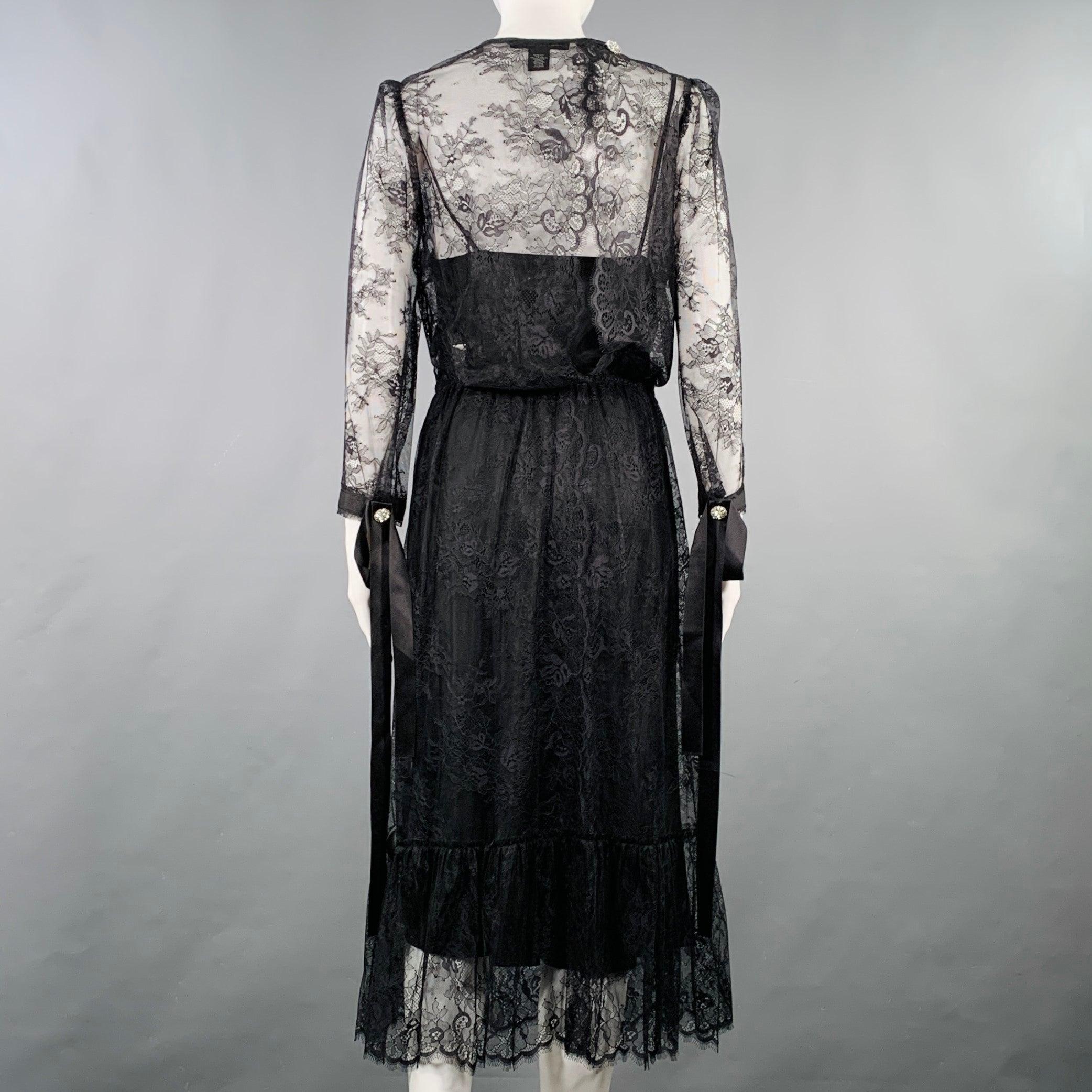 MARC JACOBS Talla 4 Vestido negro de encaje de nailon en forma de A en Excelente Estado en San Francisco, CA