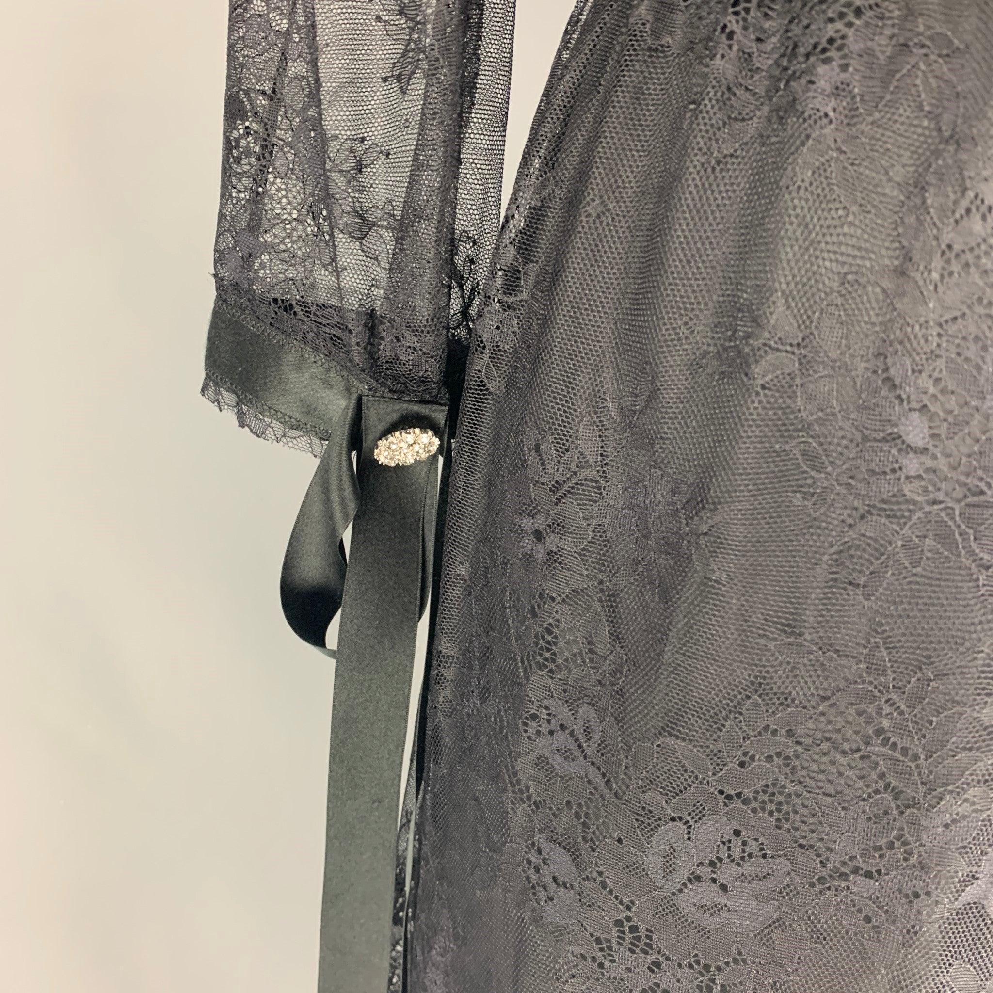 Women's MARC JACOBS Size 4 Black Nylon Lace Sequined A-Line Dress For Sale