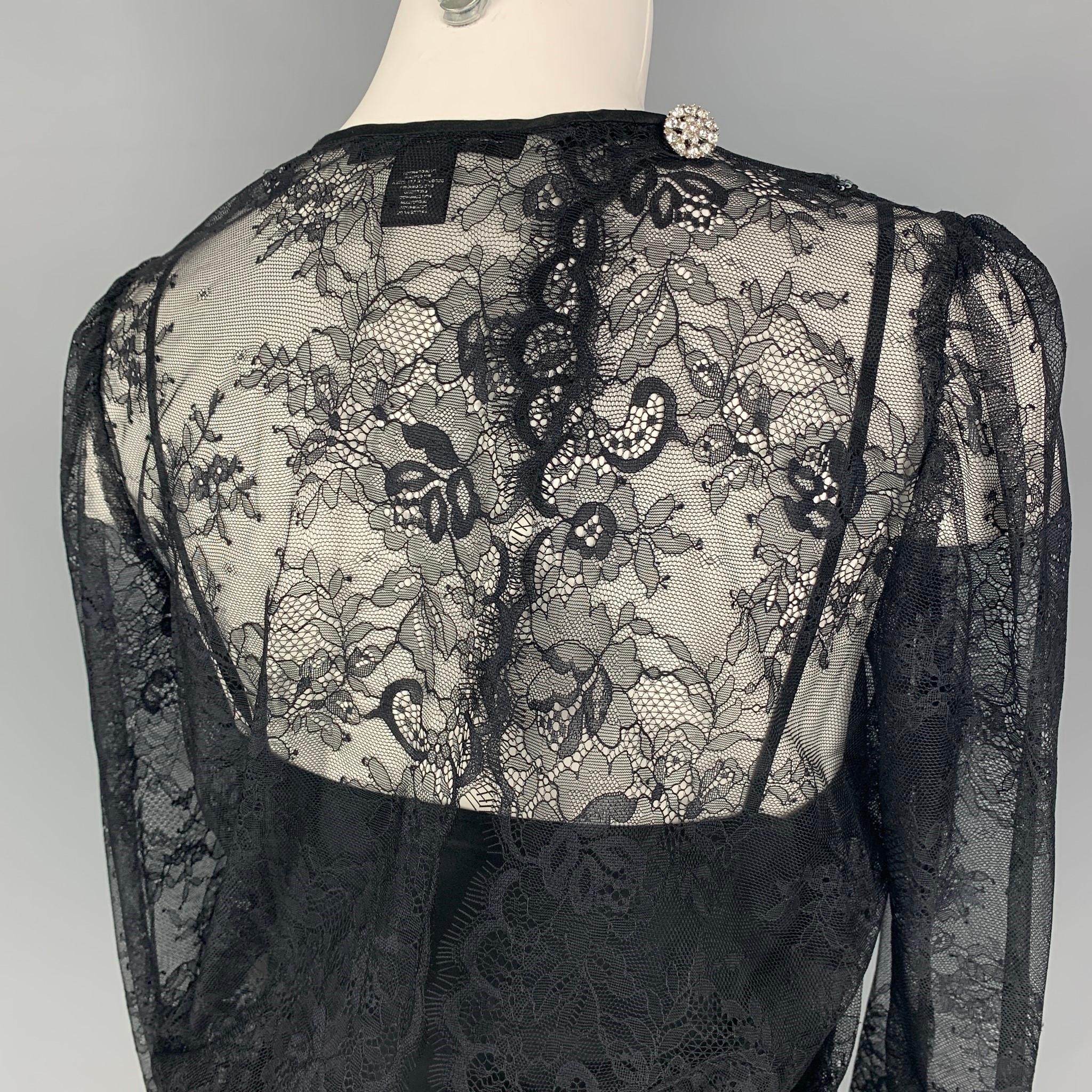 Women's MARC JACOBS Size 4 Black Nylon Lace Sequined A-Line Dress