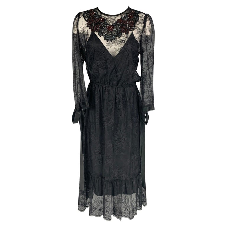chinese dress ladies Marc by Marc Jacobs // Black & White Silk Pleated Lace Dress – VSP  Consignment