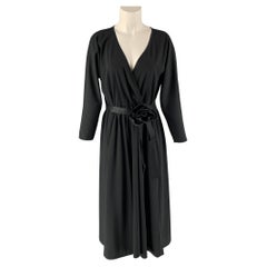 MARC JACOBS Size 4 Black Polyester Solid Belted Dress