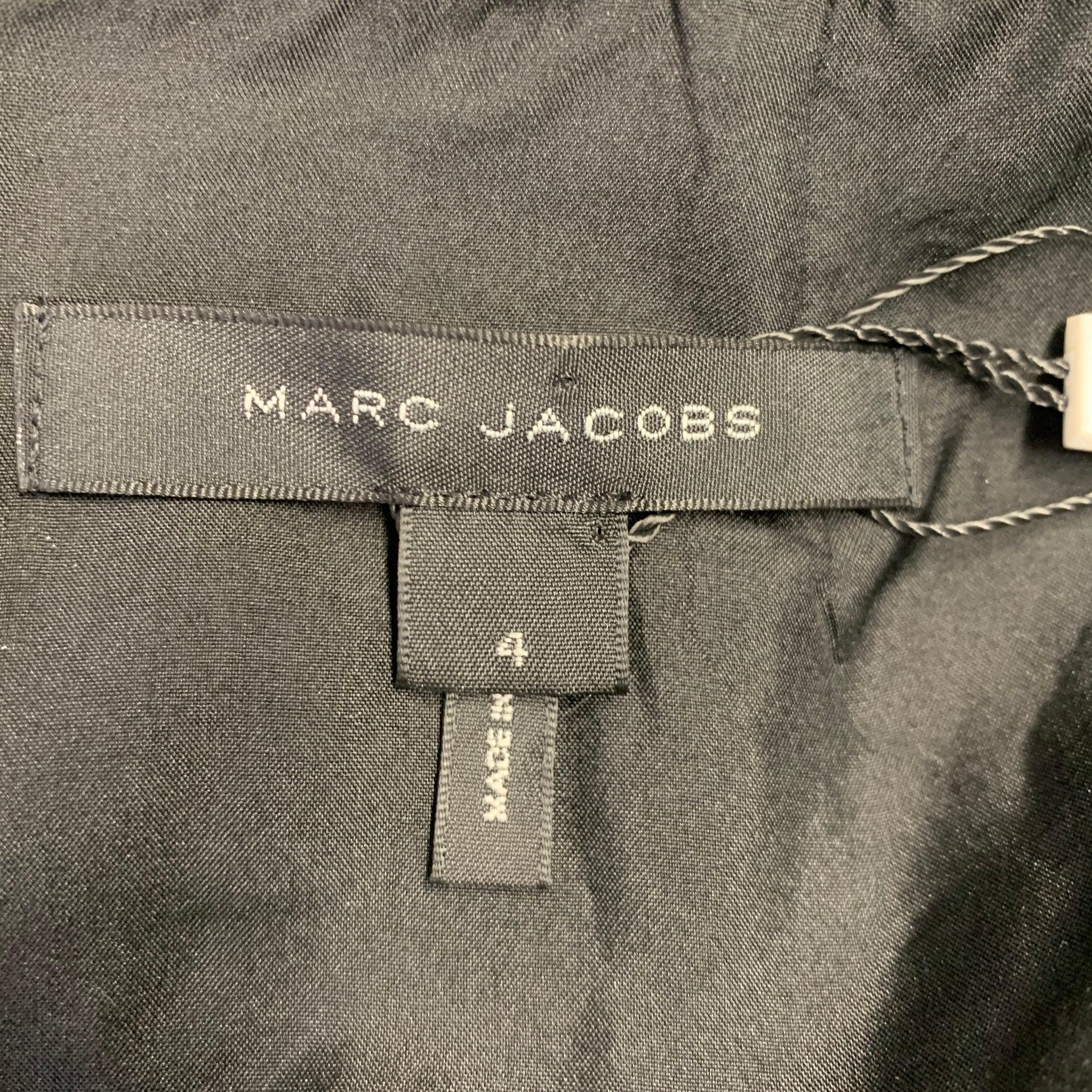 MARC JACOBS Talla 4 Negro Plata Nylon Mezcla Floral Vestido Sin Mangas en venta 1