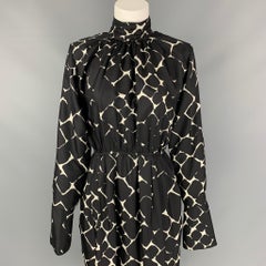 MARC JACOBS Size 4 Black & White Print Silk Shift Dress