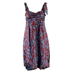 MARC JACOBS Size 4 Blue Burgundy Silk Abstract Floral Bubble Hem Dress MARC JACOBS Size 4 Blue Burgundy Silk Abstract Floral Bubble Hem Dress