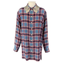 MARC JACOBS Size 4 Blue Red White Silk Plaid Button Up Shirt