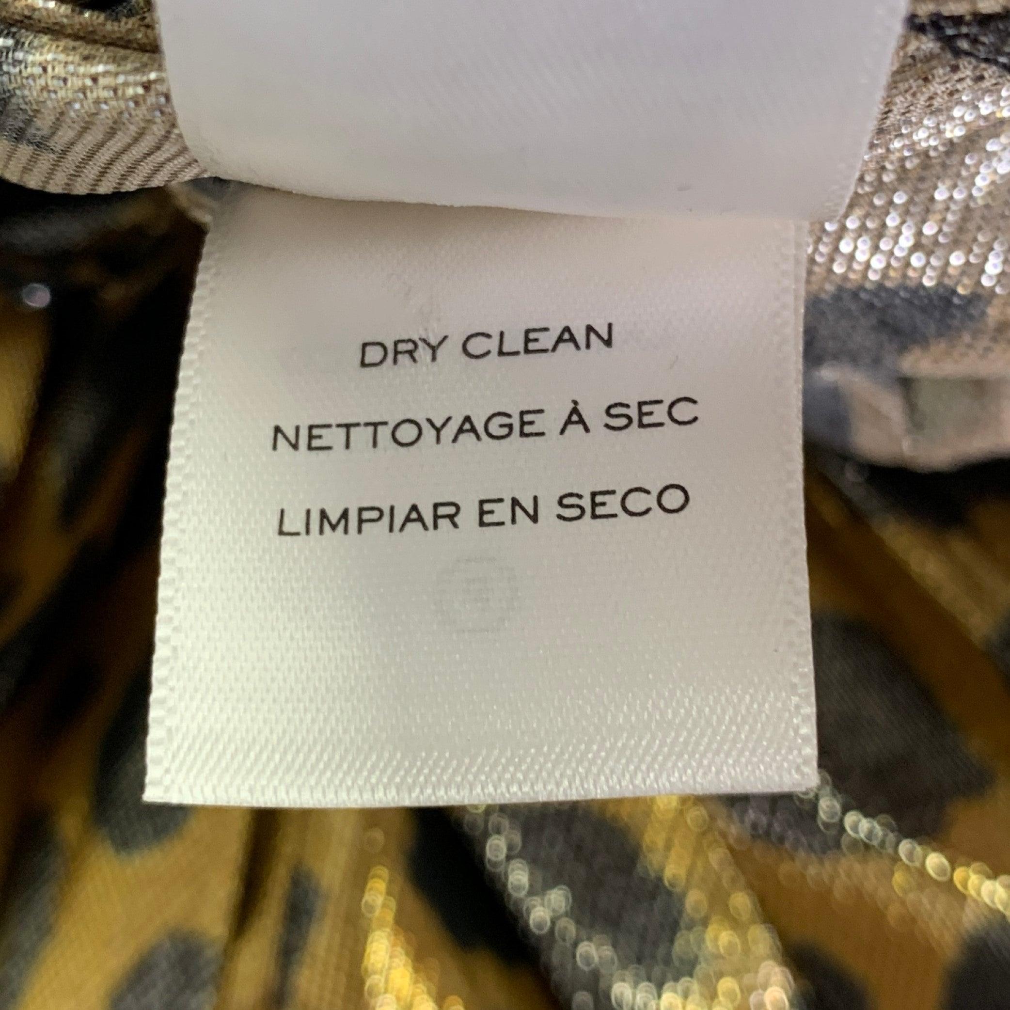 MARC JACOBS Talla 4 Oro Negro Seda Metalizada Estampado Animal Vestido Plisado en venta 2
