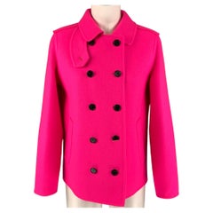 MARC JACOBS Size 4 Pink Wool Double Breasted Peacoat