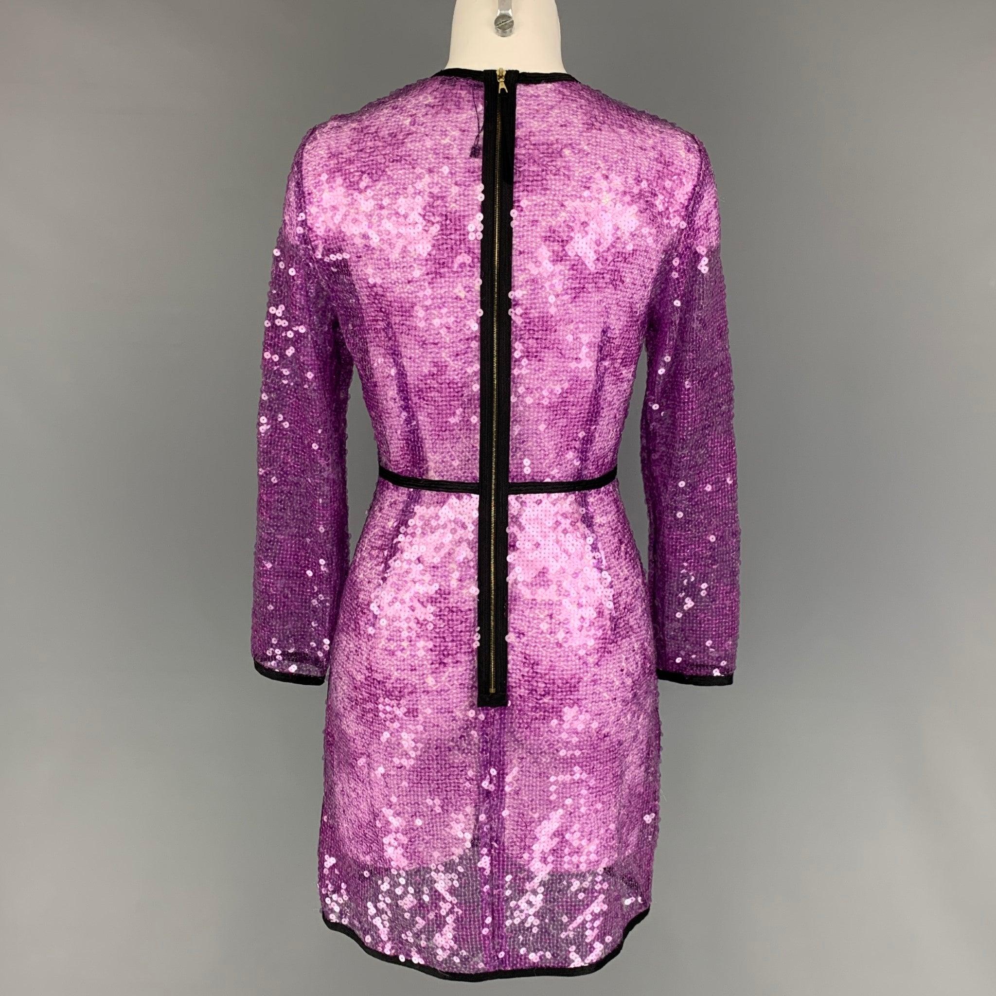 MARC JACOBS Size 4 Purple Black Sequined Shift Dress In Good Condition For Sale In San Francisco, CA