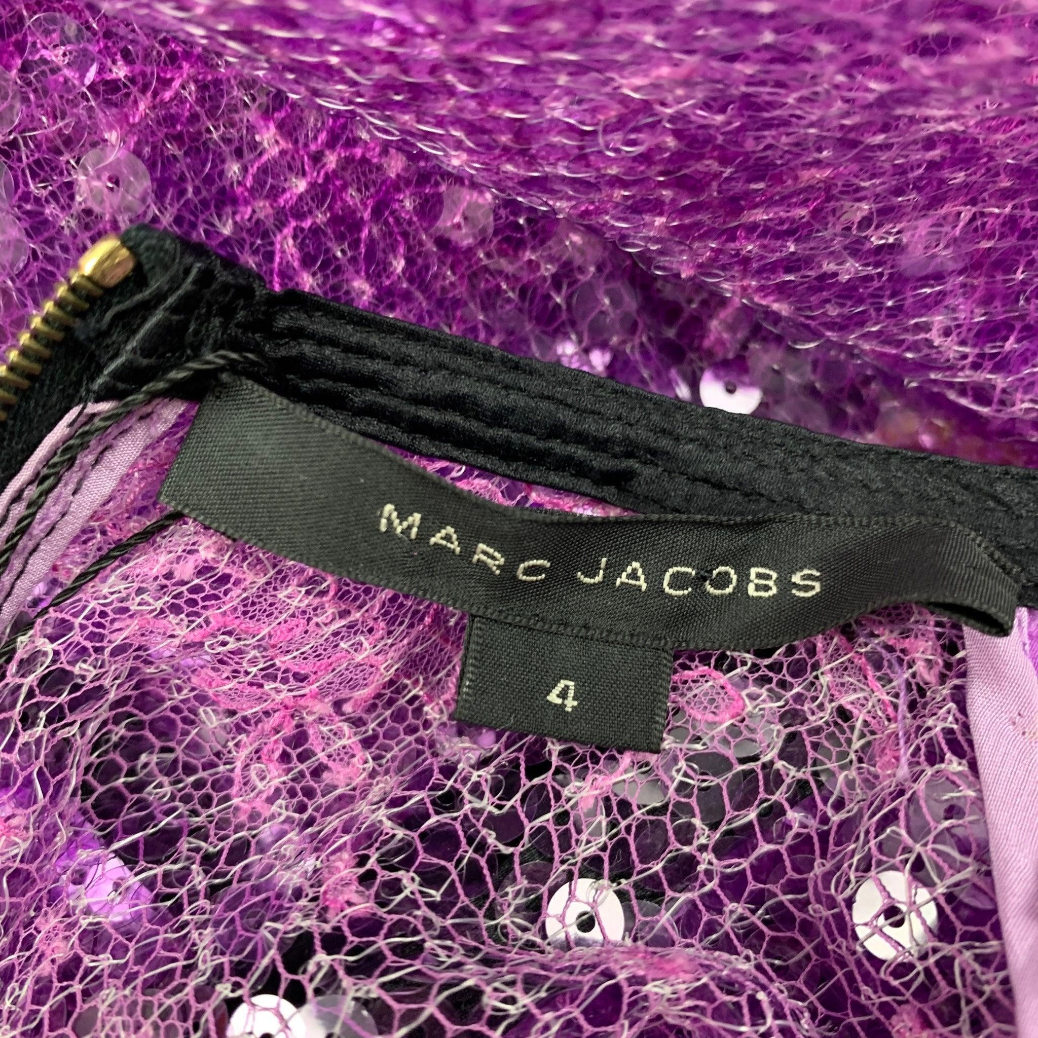 Women's MARC JACOBS Size 4 Purple Black Sequined Shift Dress For Sale