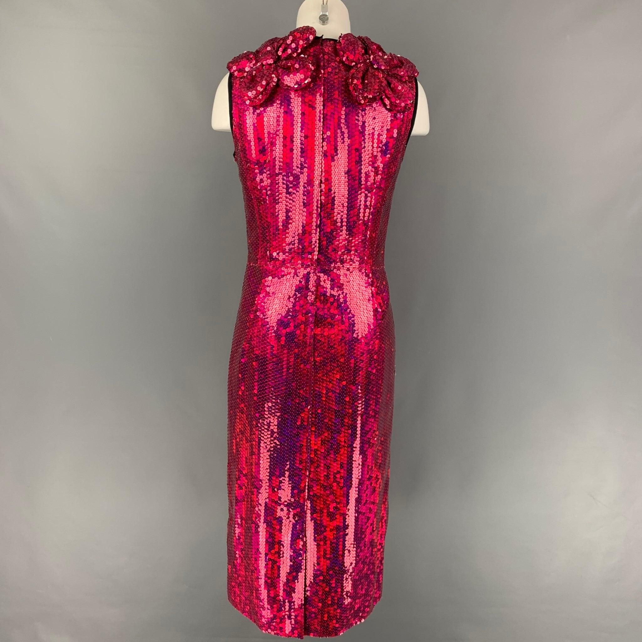 Women's MARC JACOBS Size 4 Red Purple Polyester Sequined Shift Dress For Sale