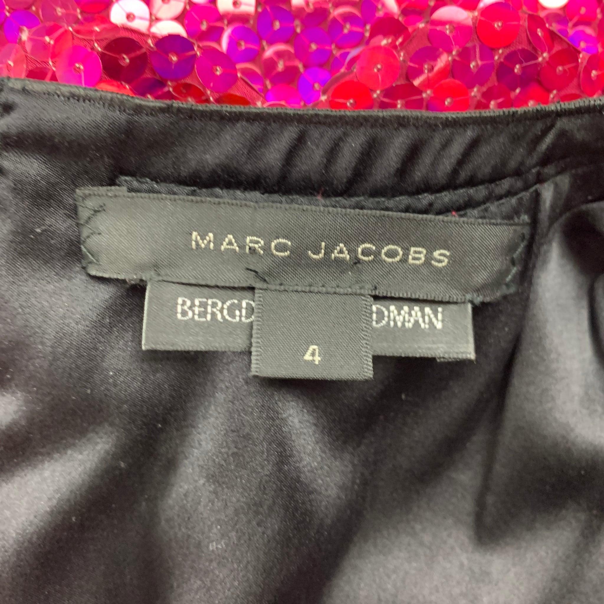 MARC JACOBS Size 4 Red Purple Polyester Sequined Shift Dress For Sale 2