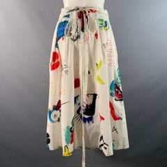 MARC JACOBS Size 4 White Multi-Color Cotton Paint Splattered A-Line Skirt
