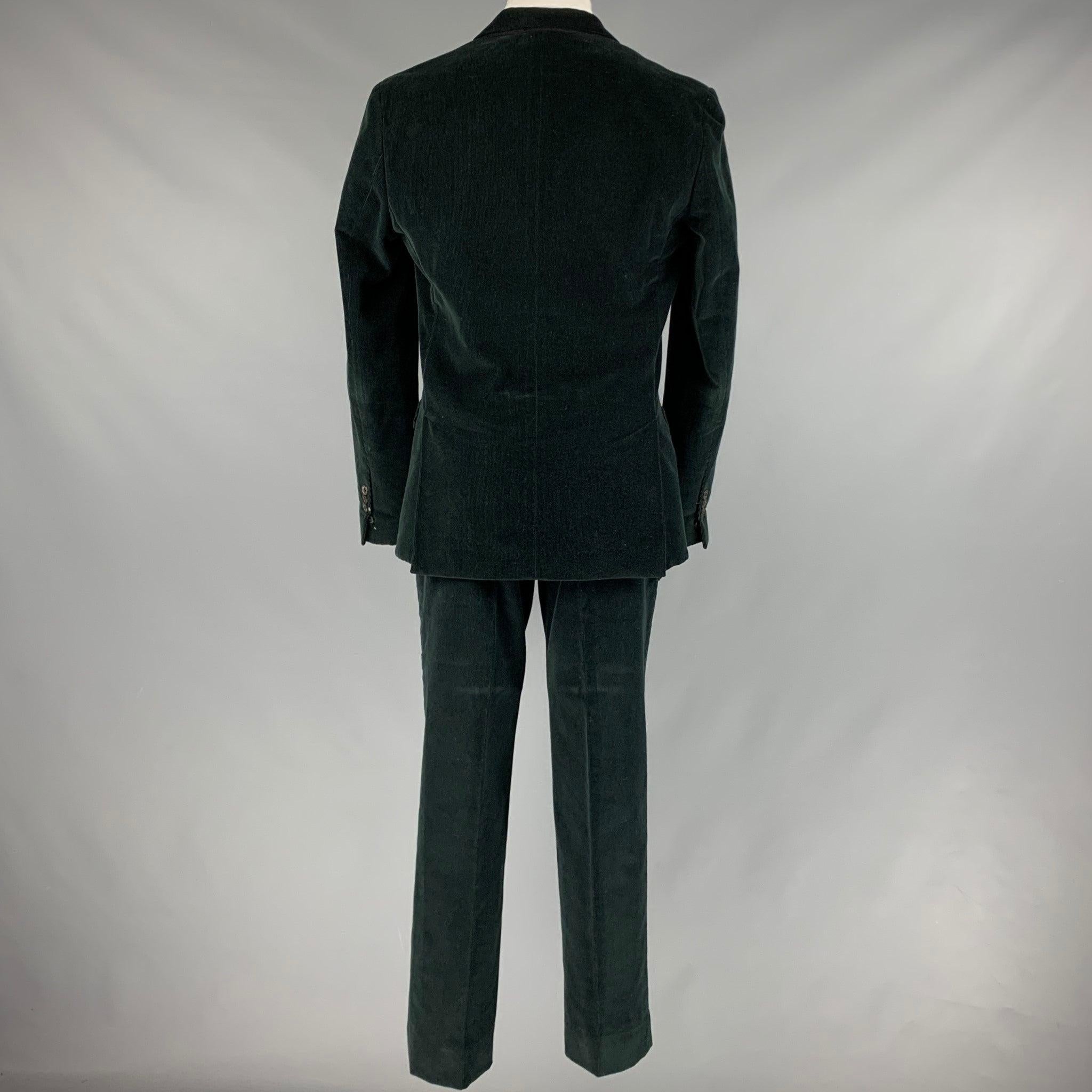 MARC JACOBS Size 40 Black Corduroy Cotton Notch Lapel Suit In Good Condition For Sale In San Francisco, CA