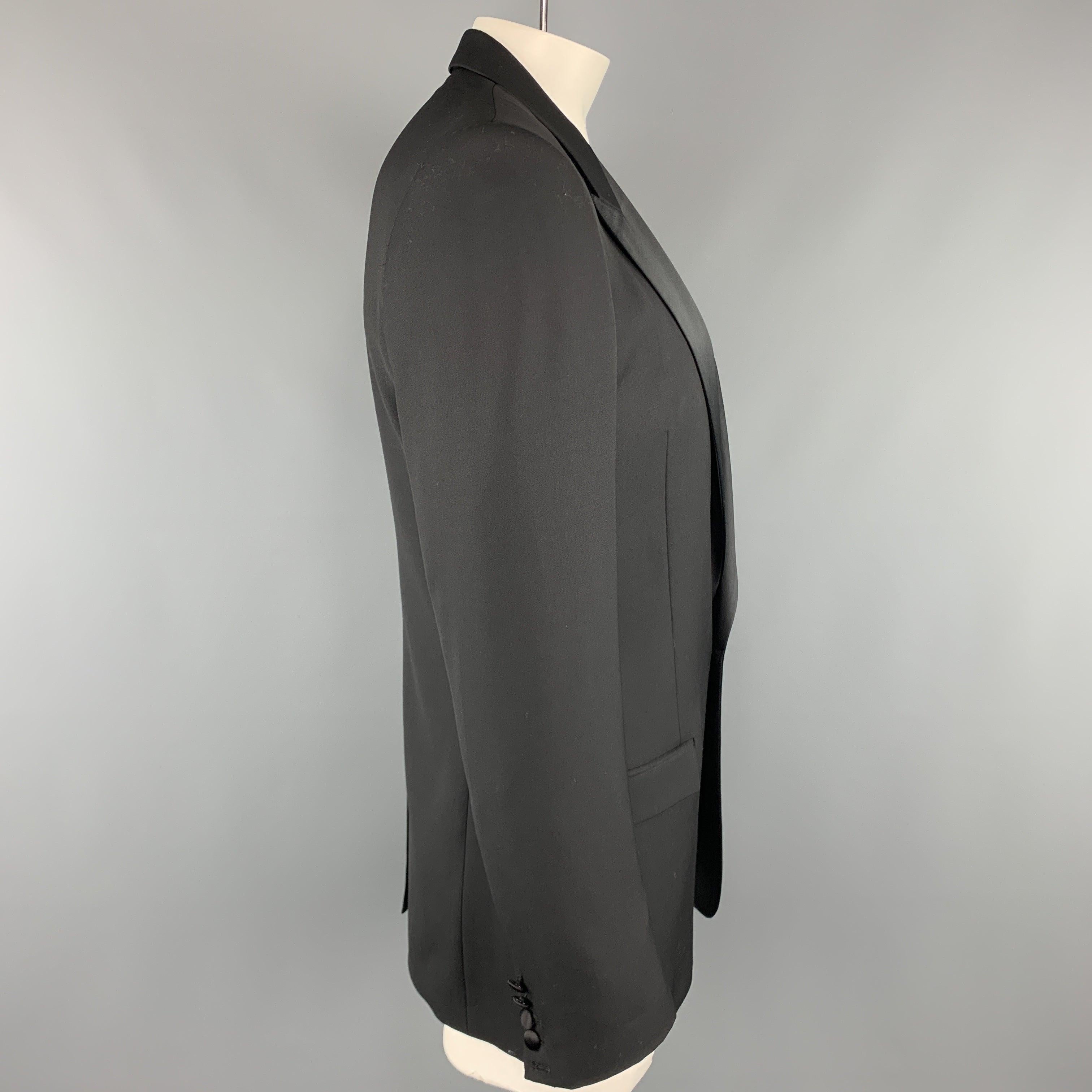 MARC JACOBS Size 40 Black Wool Peak Lapel Sport Coat Tuxedo Jacket In Excellent Condition For Sale In San Francisco, CA