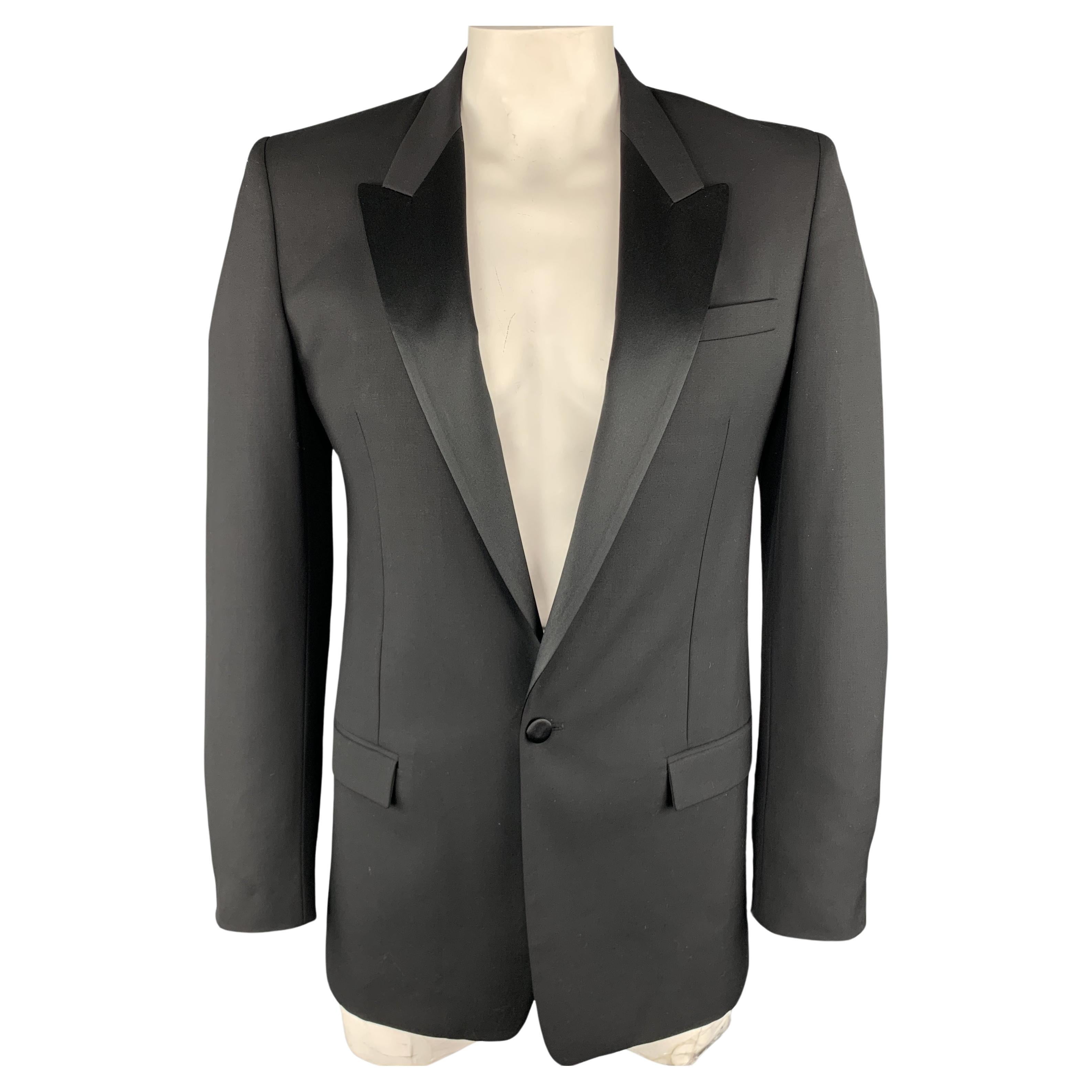 MARC JACOBS Size 40 Black Wool Peak Lapel Sport Coat Tuxedo Jacket For Sale