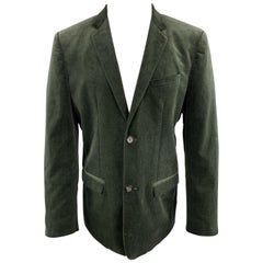 MARC JACOBS Size 40 Forest Green Cotton Velvet Notch Lapel Sport Coat