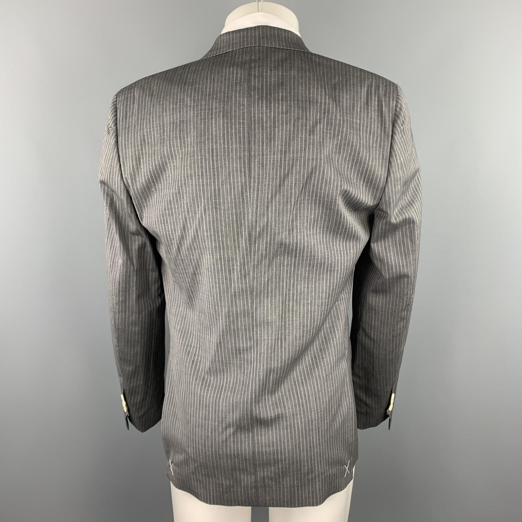 Men's MARC JACOBS Size 40 Grey Stripe Wool Peak Lapel Sport Coat For Sale