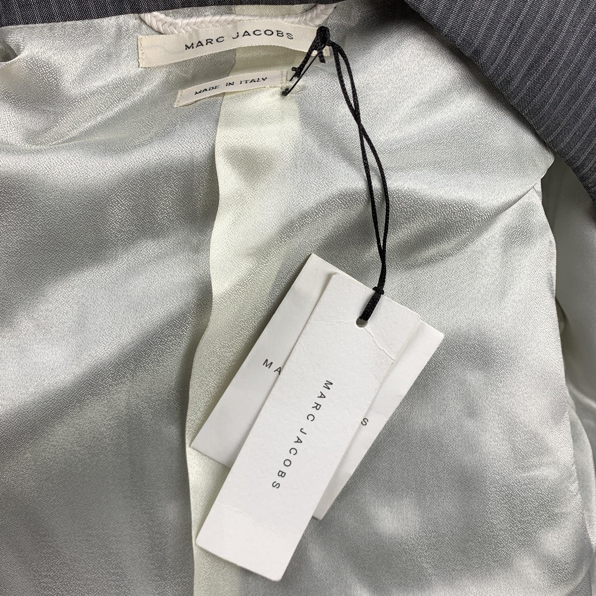 MARC JACOBS Sportmantel aus Wolle mit grauen Streifen und Spitzenrevers, Größe 40 im Angebot 1