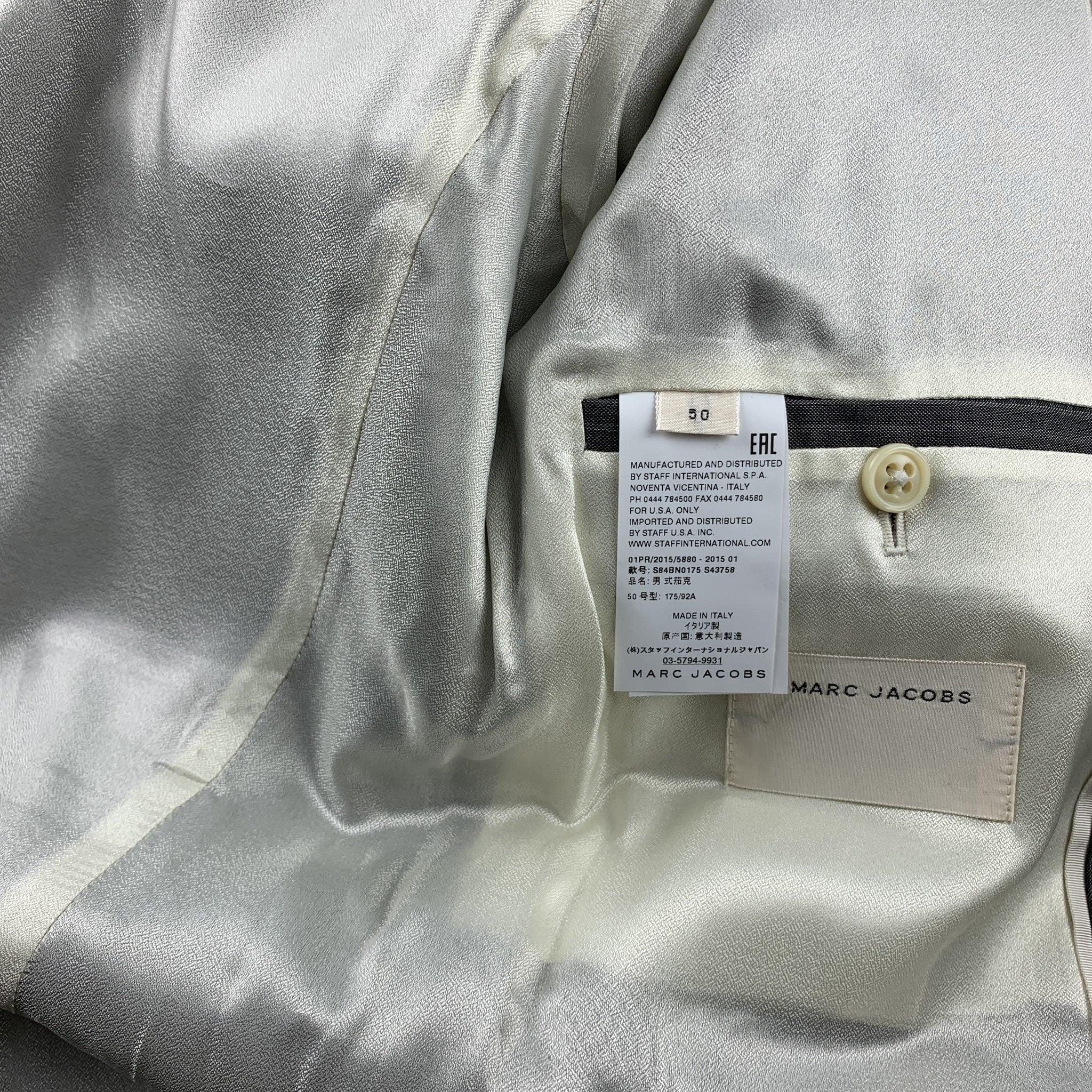 MARC JACOBS Size 40 Grey Stripe Wool Peak Lapel Sport Coat 2