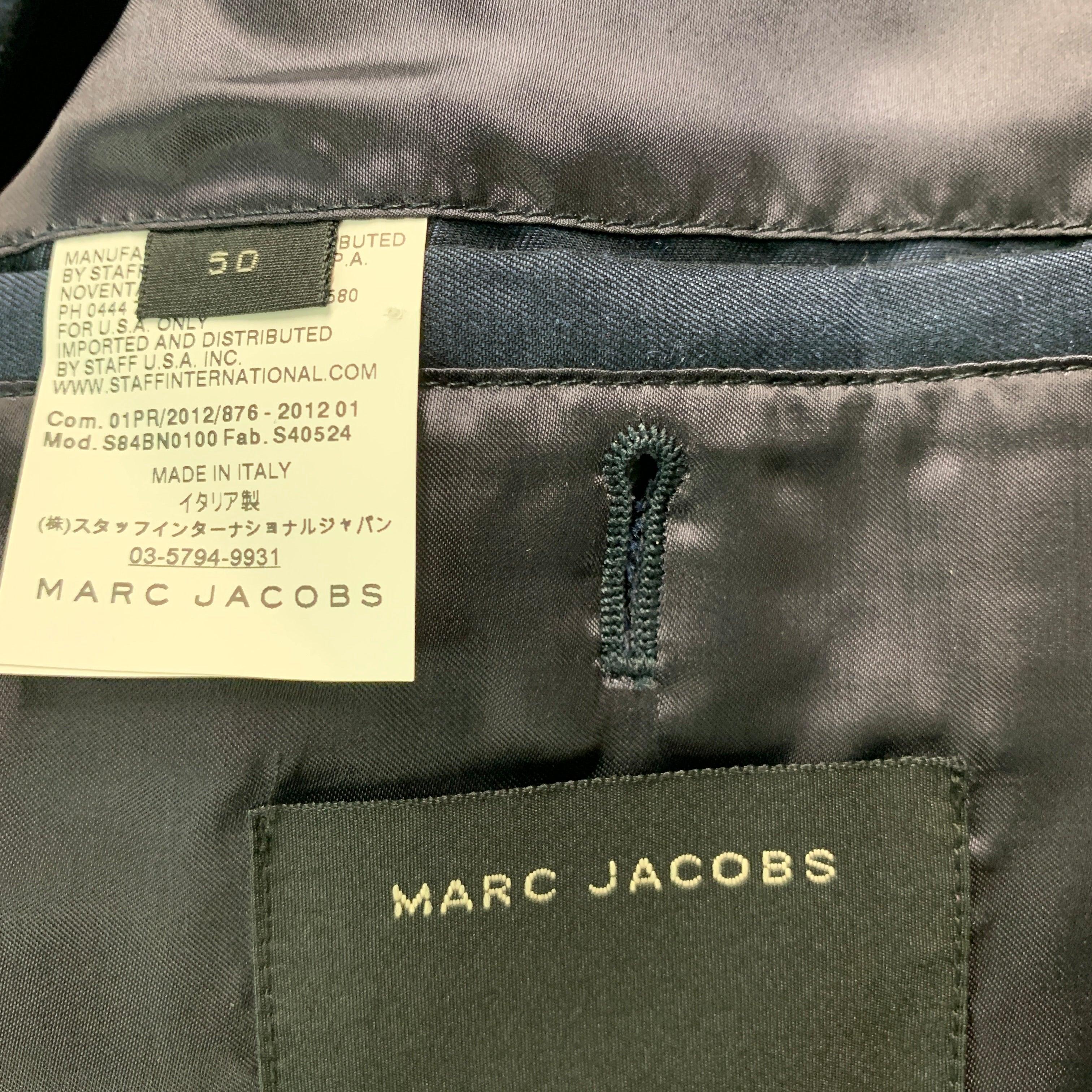 MARC JACOBS  Size 40 Navy Gold Solid Ramie Cotton Notch Lapel Sport Coat For Sale 1
