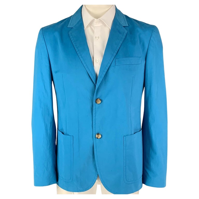 MARC JACOBS Size 42 Blue Cotton Notch Lapel Sport Coat For Sale at 1stDibs