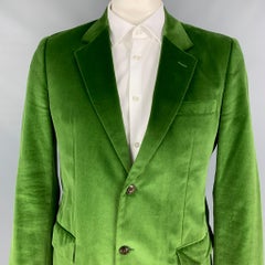 MARC JACOBS Size 42 Green Velvet Notch Lapel Cotton Sport Coat