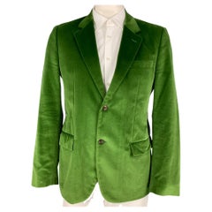 MARC JACOBS Size 42 Green Velvet Notch Lapel Cotton Sport Coat