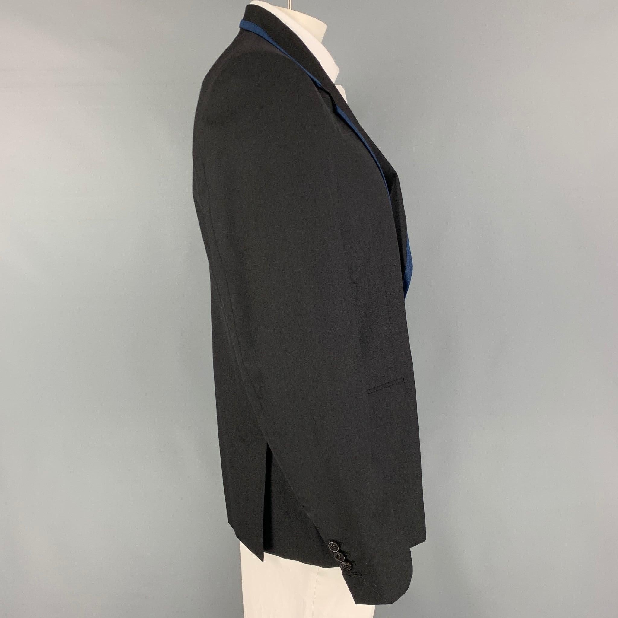 MARC JACOBS Size 44 Black Blue Wool Notch Lapel Sport Coat In Good Condition For Sale In San Francisco, CA