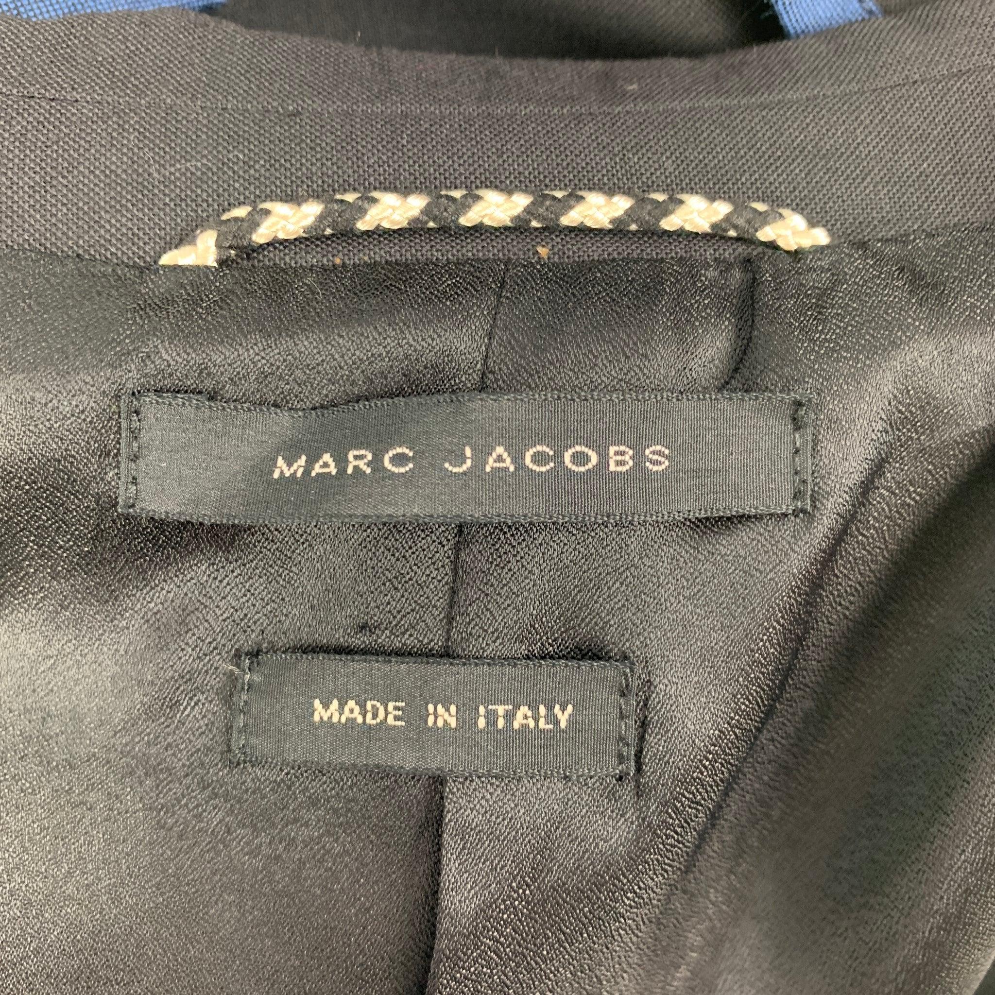 MARC JACOBS Size 44 Black Blue Wool Notch Lapel Sport Coat For Sale 5