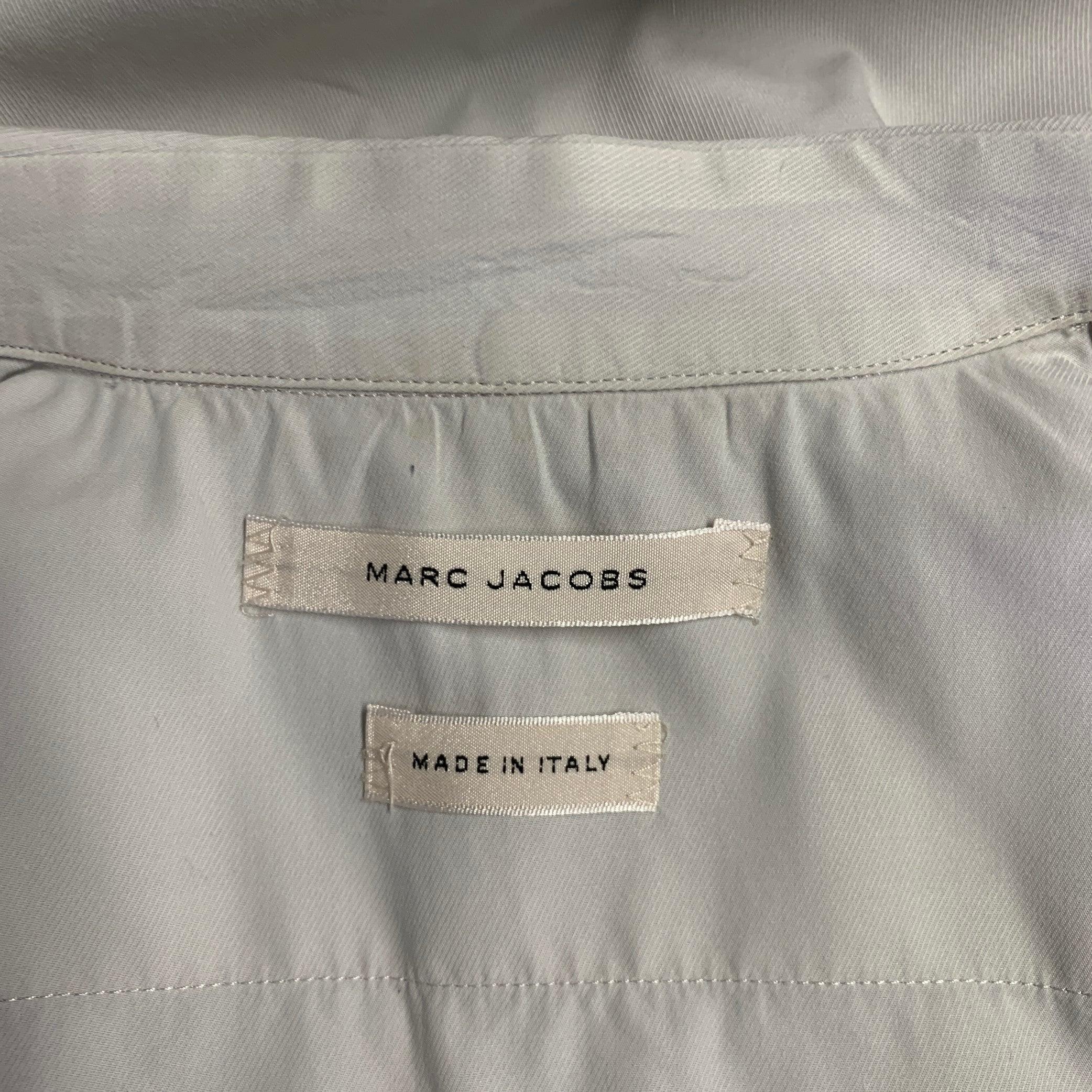 Men's MARC JACOBS Size 44 Grey Light Blue Cotton Short Sleeve Shirt